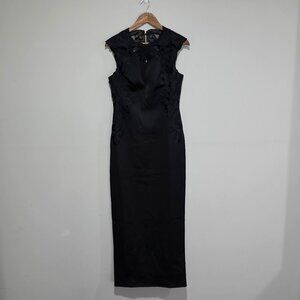 Ted Baker Black Sleeveless Dress Lace Neckline Midi Maxi Size 4 Wedding Guest